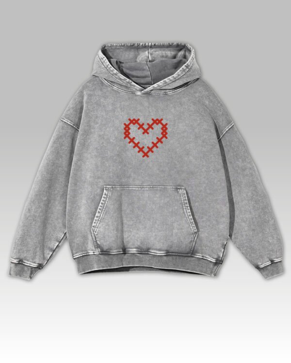 Bluza oversize z kapturem Haftowane Serce